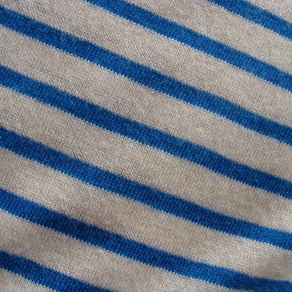 ANN TAYLOR Cream & Blue STRIPED Long Sleeve WOOL Blend BUTTON Up CARDIGAN Sz M - Picture 3 of 7